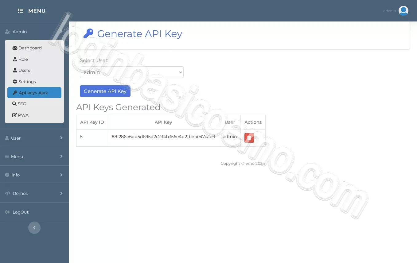 Loginbasicoemo pro Rest Api Key